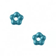 Czech glass beads flower 5mm - Alabaster Metallic aqua green 02010-29436